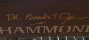 Dr. Booker T. Jones signed the SAI Hammond organ.