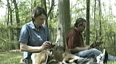 Nick Toth and Kathy Schick making stone tools